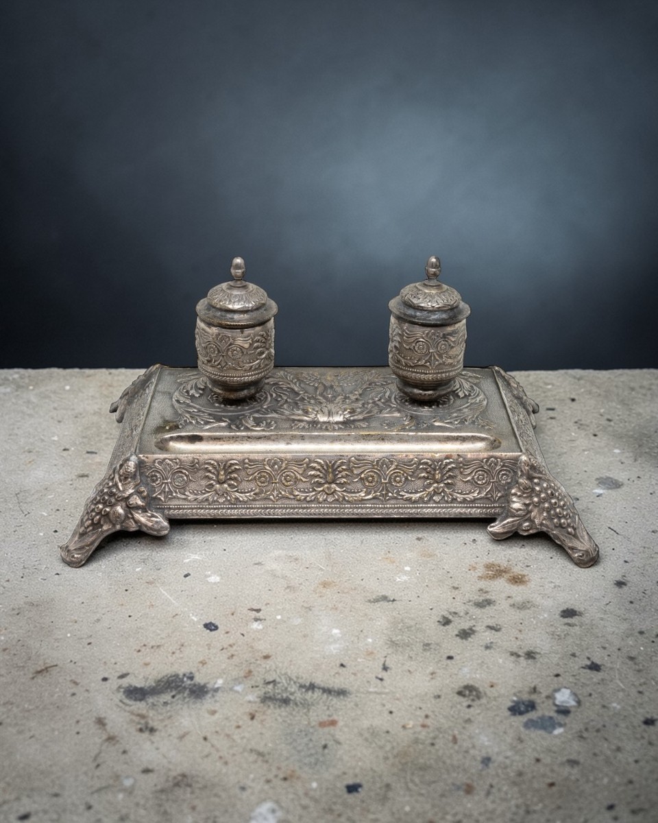 Calamaio In Metallo Argentato  - XIX Secolo 